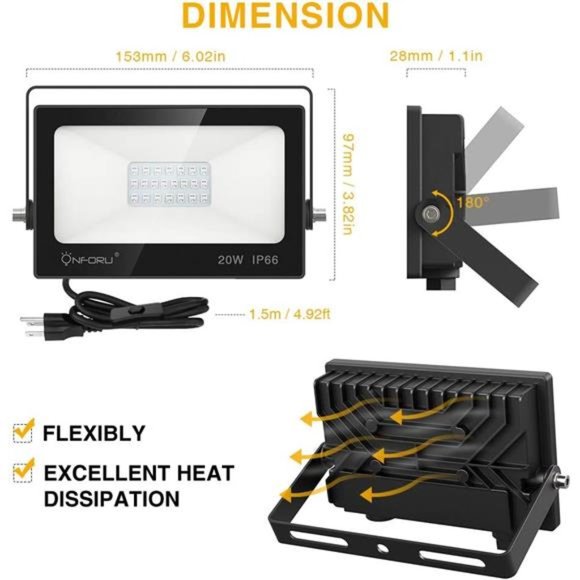 4 Pack 20W LED Black Lights, Blacklight Flood Light with Plug and Switch - Picture 4 of 6